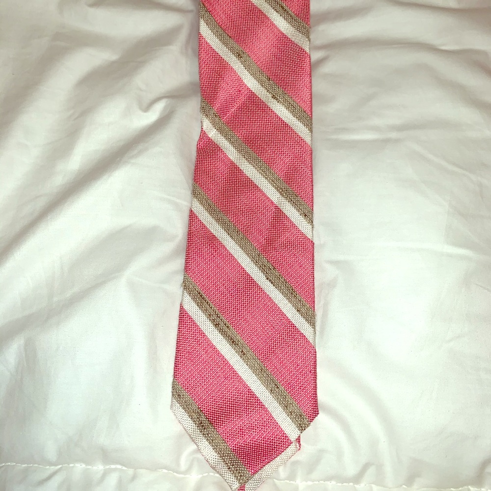 Breuer Tie pink, white and grey stripes